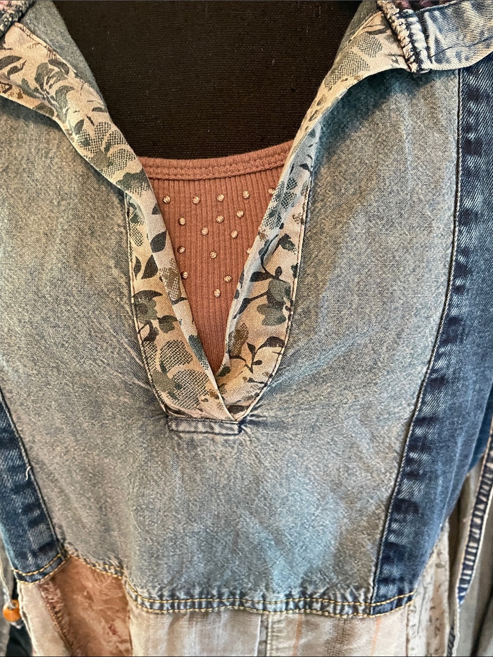 Boho Denim & Patchwork Hooded Jacket - Young Threads - Picture 5 of 16
